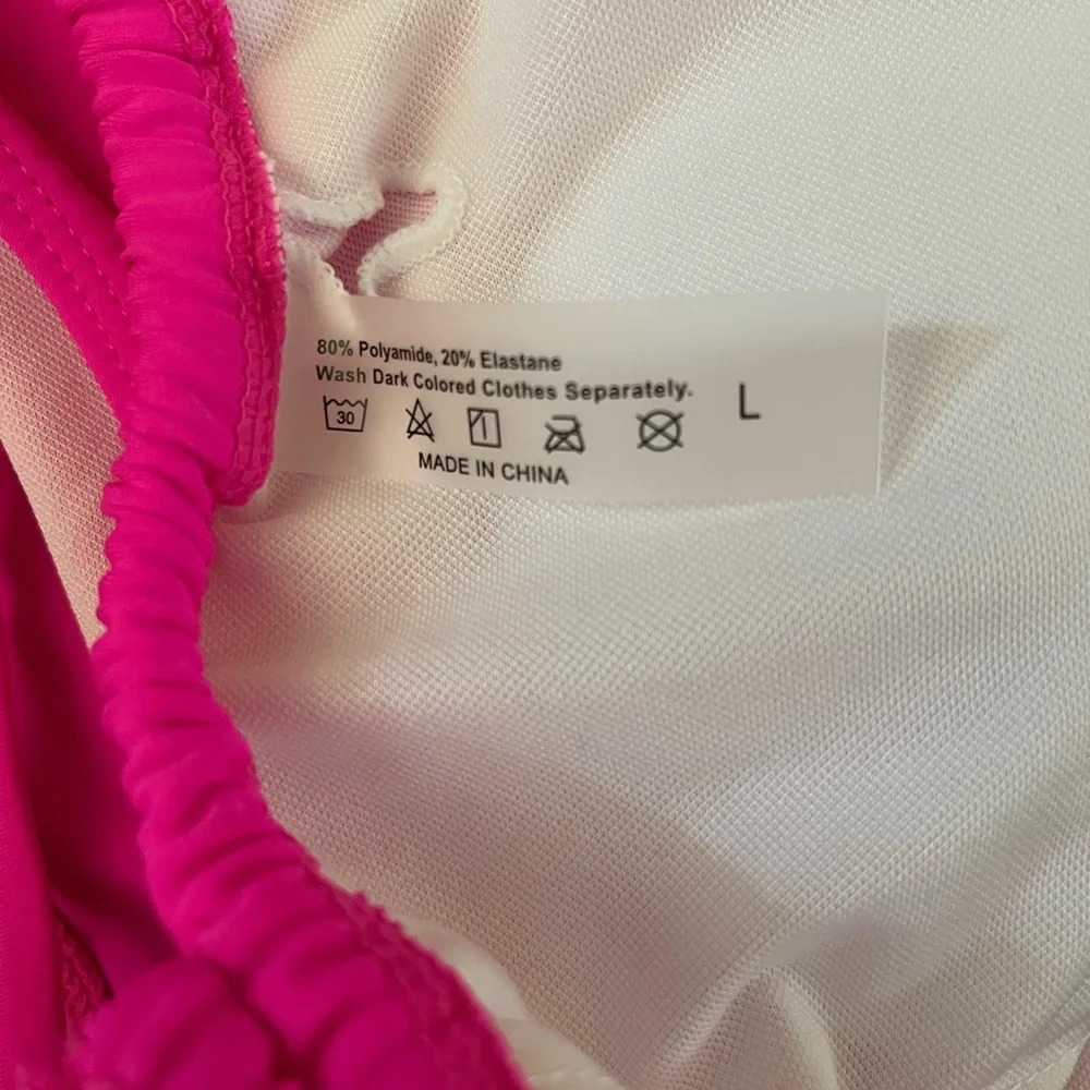 Women’s hot pink one piece side tie bathing suit~ Size Large - Picture 3 of 3